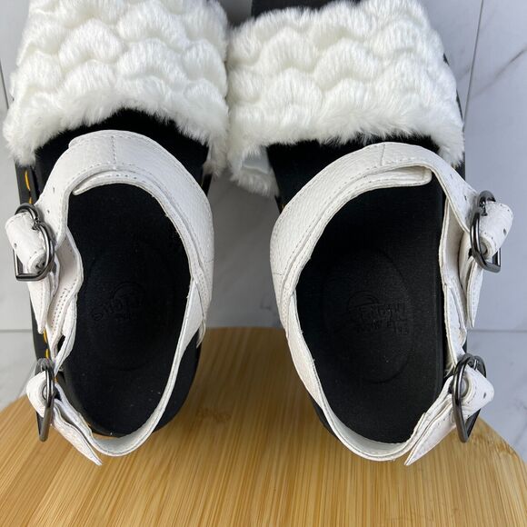 NEW Dr. Doc Martens Voss Quad Fluffy Womens Size 7 Black White Platform Sandals - Picture 7 of 8